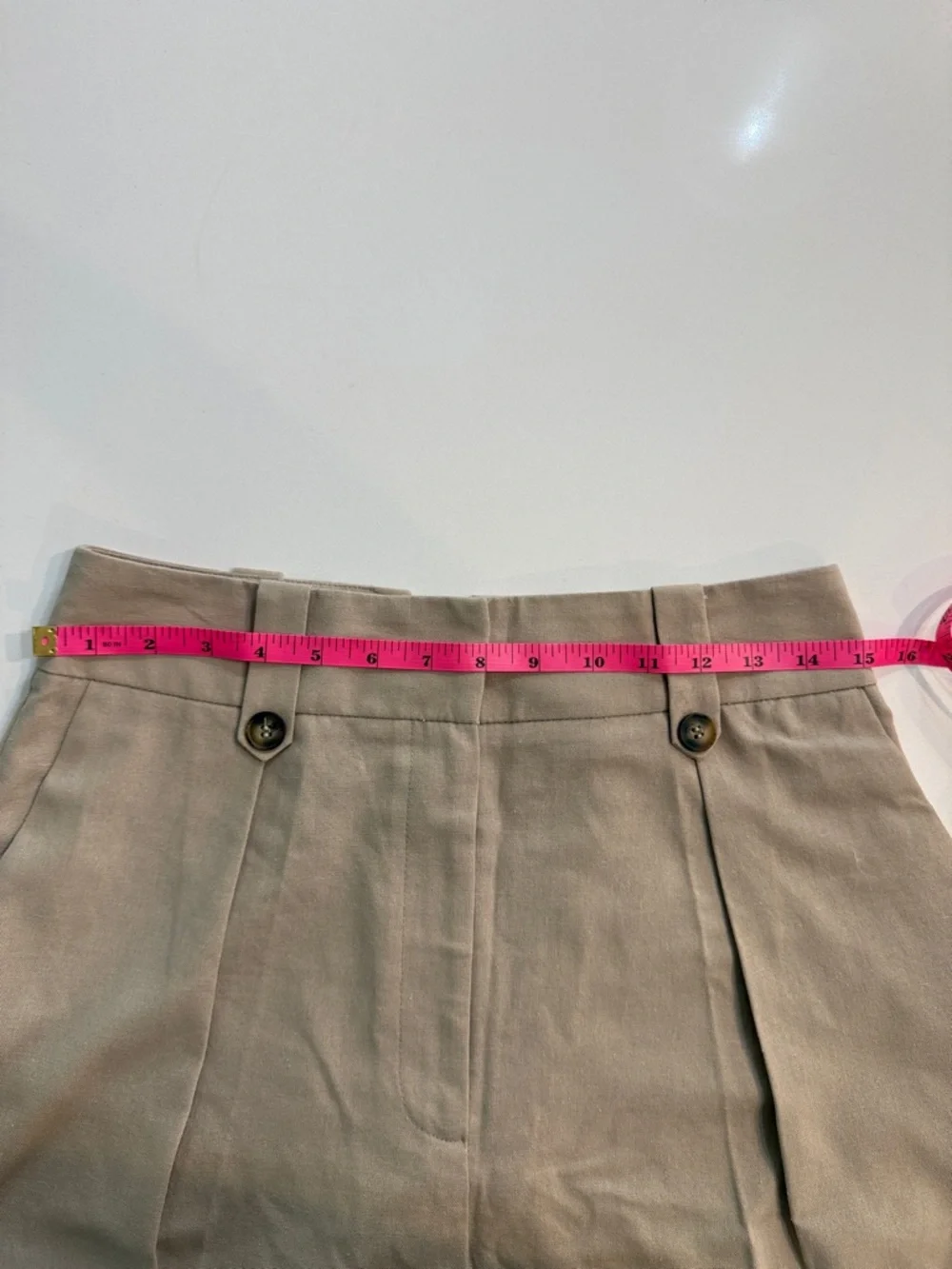 ASOS DESIGN Pleated High Waisted Linen Blend Safari Shorts in Stone/Beige |  6 - Picture 11 of 12